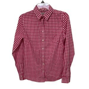 Banana Republic Pink Gingham Non-Iron Fitted Button Up Shirt Womens Size 6